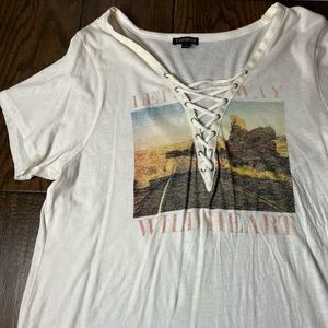 EXPRESS Graphic Lace Up Summer T-Shirt